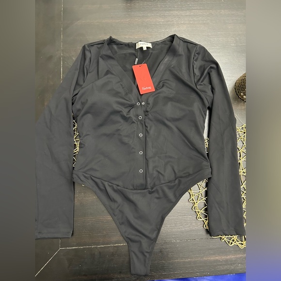 Popilush Long Sleeve Henley Bodysuit Tummy Control Shapewear RedTag - Picture 6 of 8